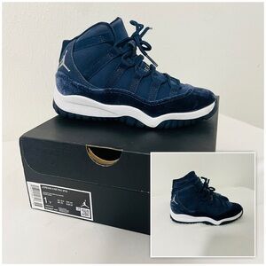 Air Jordan 11 Retro (PS) Kids Size 1Y Midnight Navy Metallic Silver DO3857-441